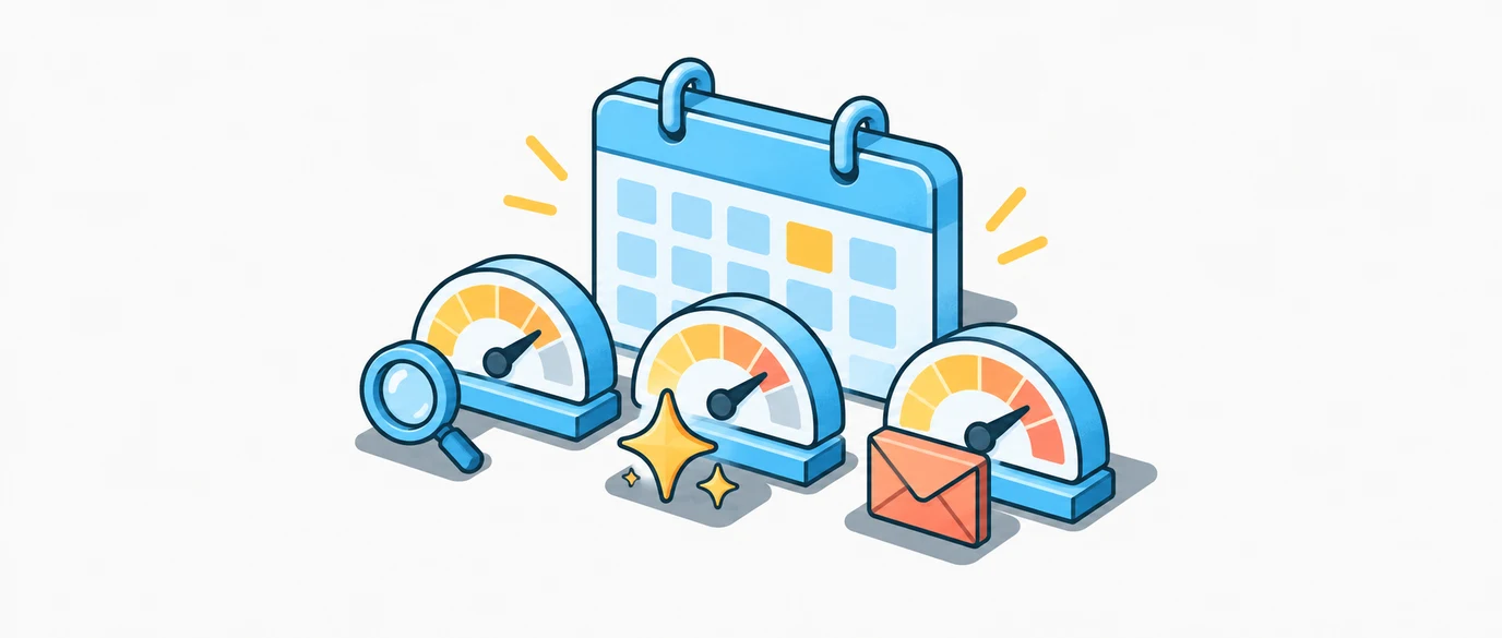 Monthly calendar with discovery, personalization and sending usage gauges.