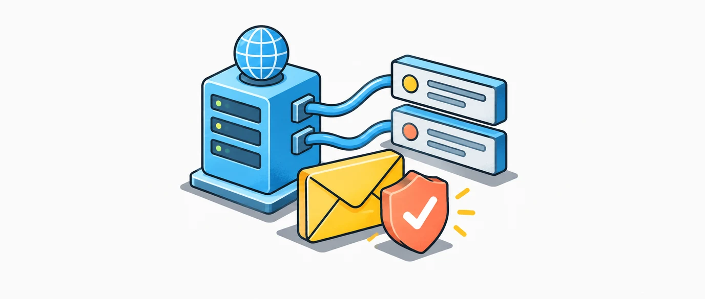 Sending domain server connected to records, with a verified email badge.